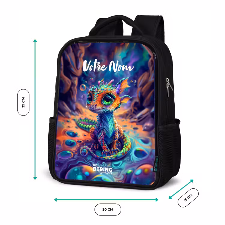 Sac à dos enfant - Noir - Dragon saphir orné — 8