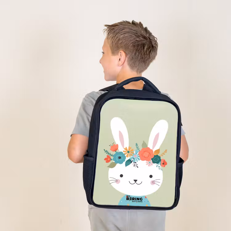 Sac à dos enfant - Noir - Lièvre hippie — 2