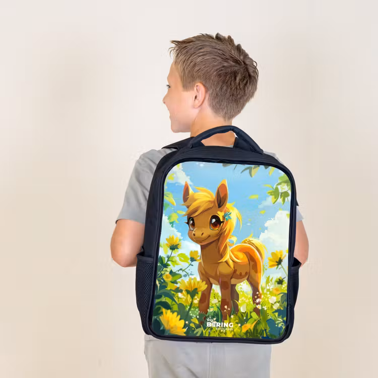 Sac à dos enfant - Noir - Poney ensoleillé — 2