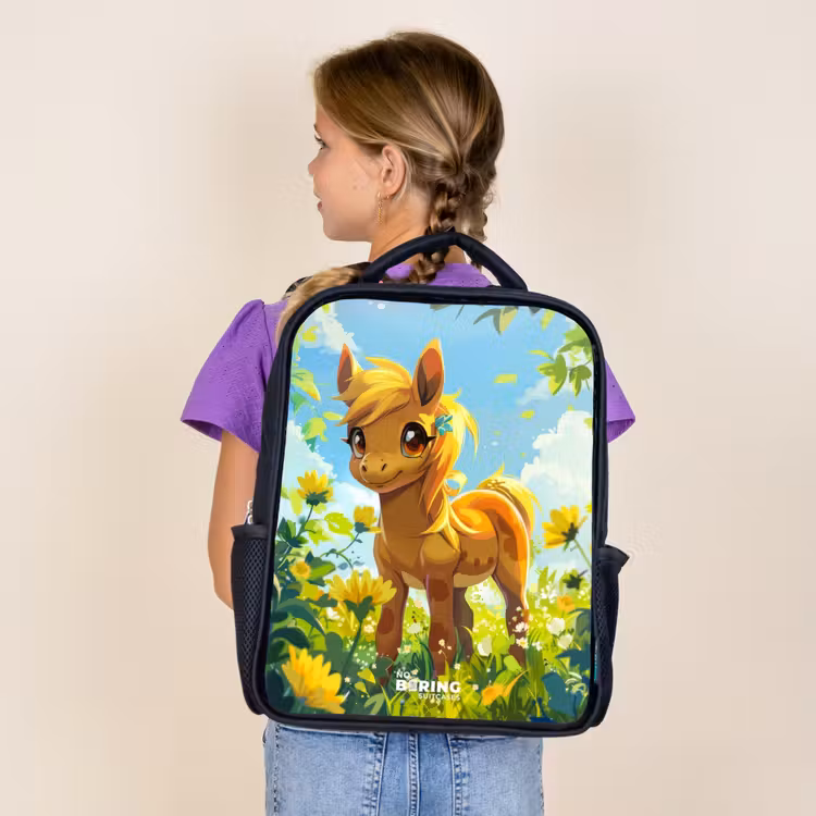 Sac à dos enfant - Noir - Poney ensoleillé — 4