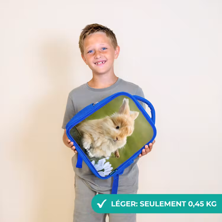 Sac à dos enfant - Bleu - Lapin dans un pot de fleurs — 3