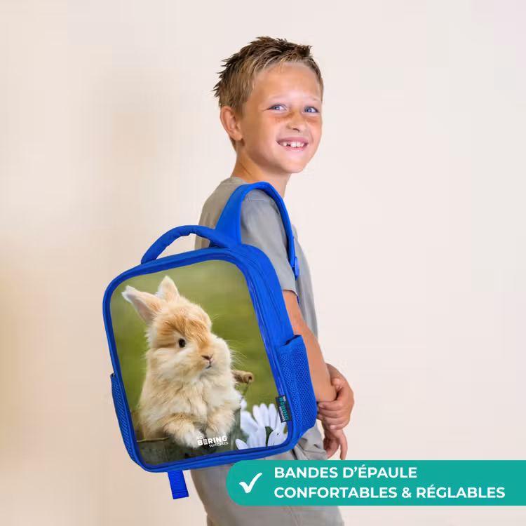 Sac à dos enfant - Bleu - Lapin dans un pot de fleurs — 4