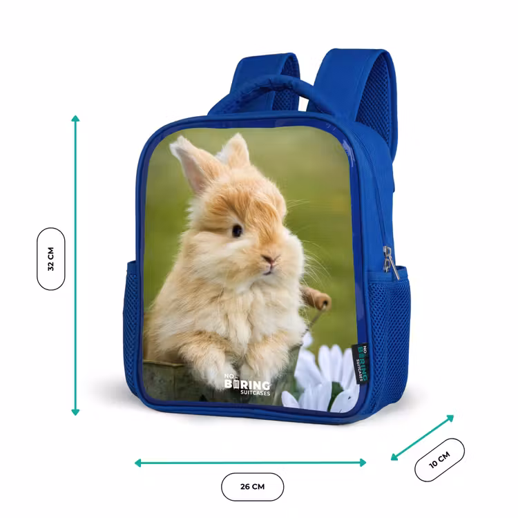 Sac à dos enfant - Bleu - Lapin dans un pot de fleurs — 6