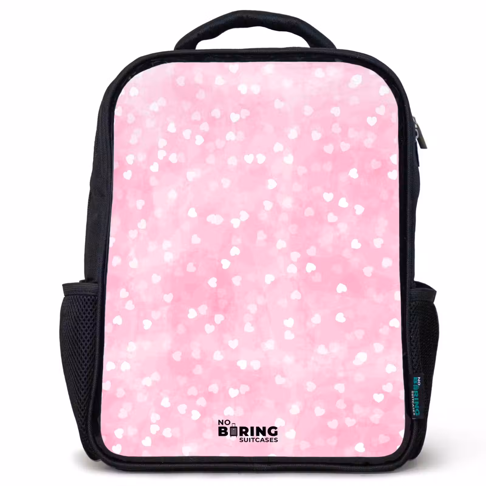 Sac à dos enfant - Noir - Coeurs pailletés roses — 1