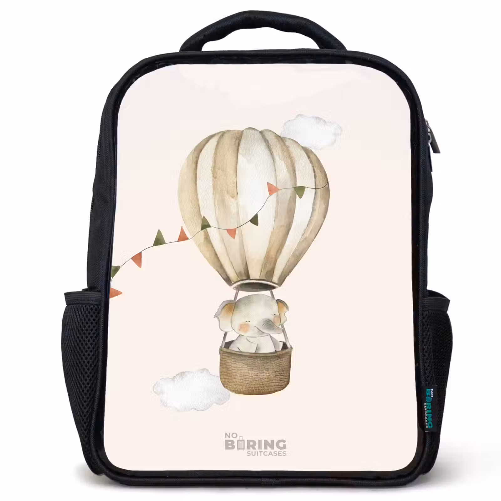 Sac à dos enfant - Noir - Éléphant en montgolfière — 1