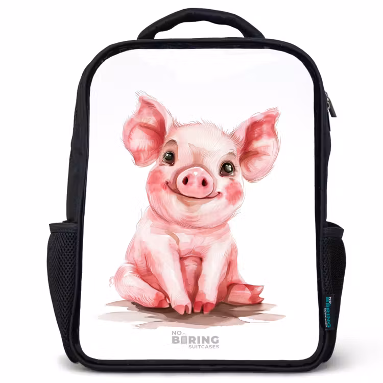 Sac à dos enfant - Noir - Bébé cochon rose — 1