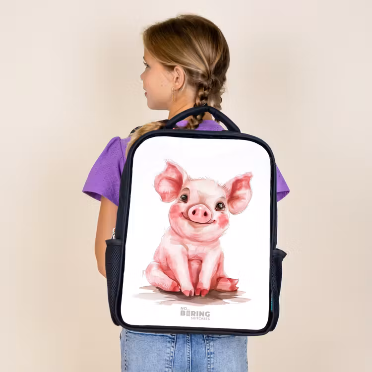 Sac à dos enfant - Noir - Bébé cochon rose — 4