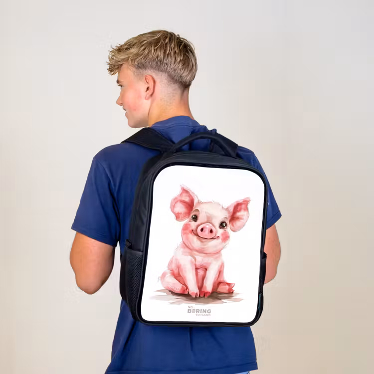 Sac à dos enfant - Noir - Bébé cochon rose — 5