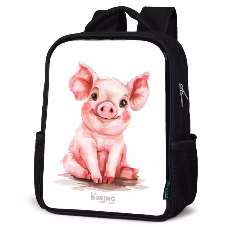 Sac à dos enfant - Noir - Bébé cochon rose — 6