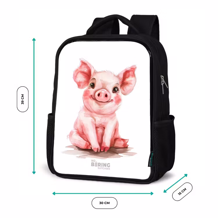 Sac à dos enfant - Noir - Bébé cochon rose — 8