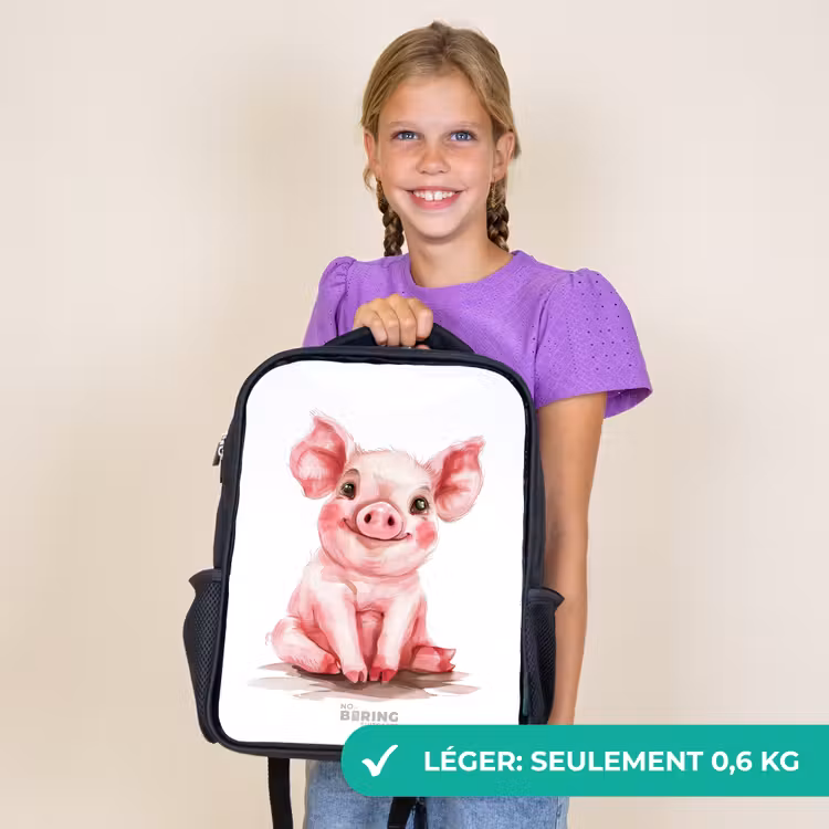 Sac à dos enfant - Noir - Bébé cochon rose — 9