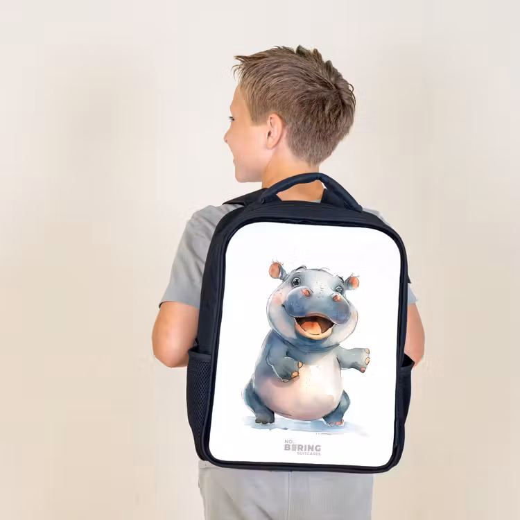 Sac à dos enfant - Noir - Bébé hippopotame — 2