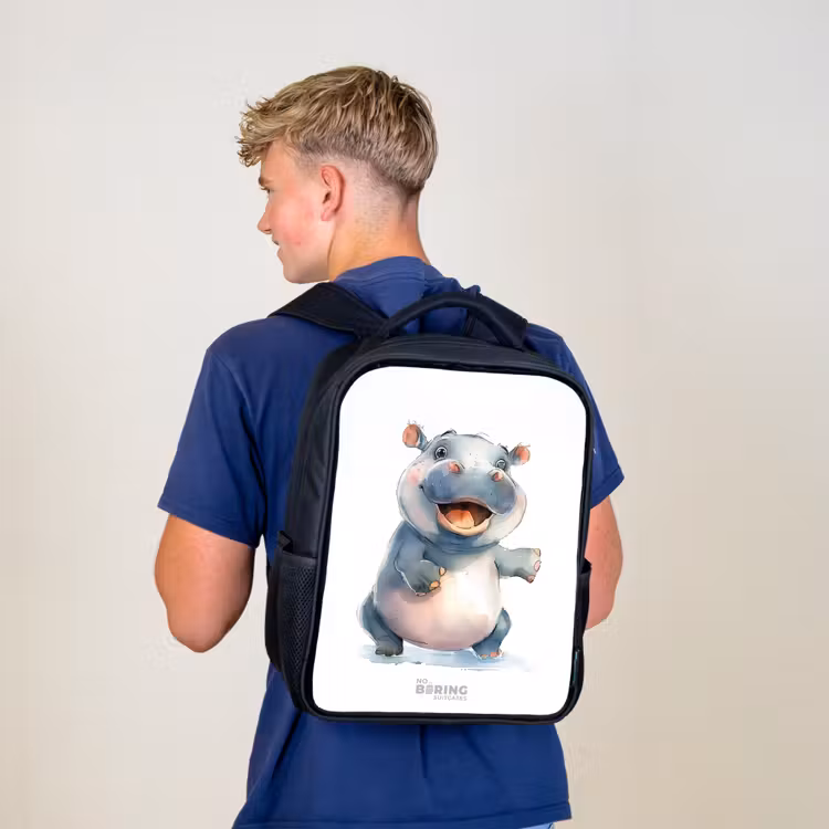 Sac à dos enfant - Noir - Bébé hippopotame — 5