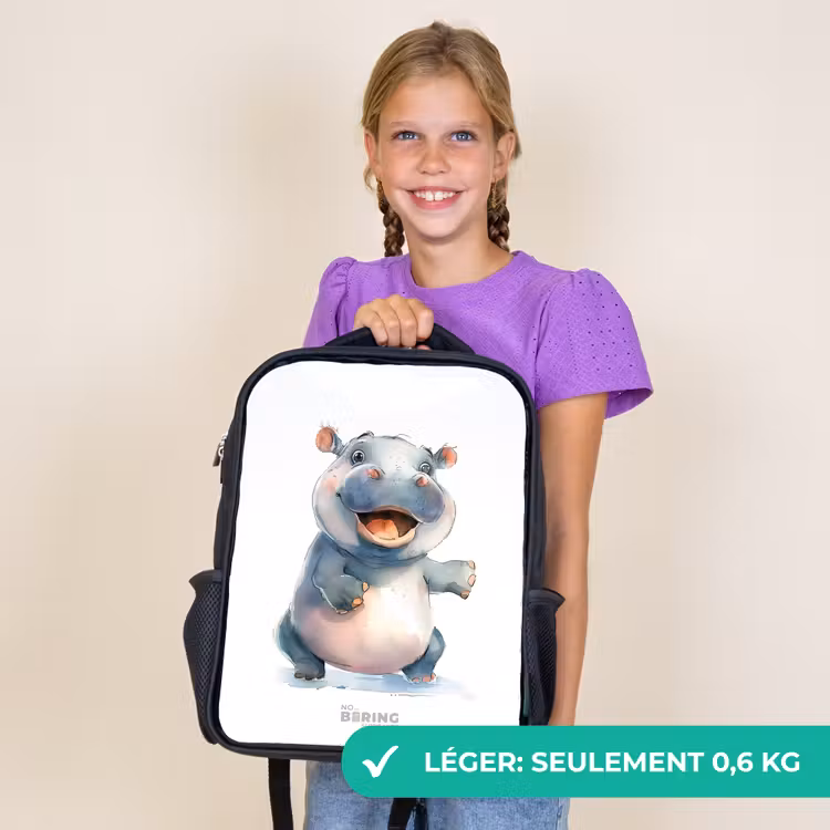Sac à dos enfant - Noir - Bébé hippopotame — 9