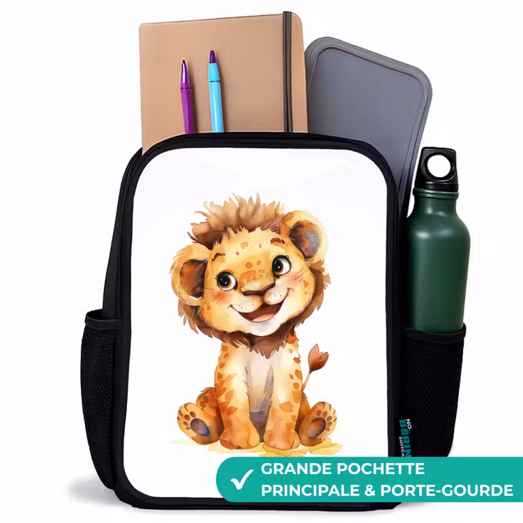 Sac à dos enfant - Noir - Bébé lion — 10