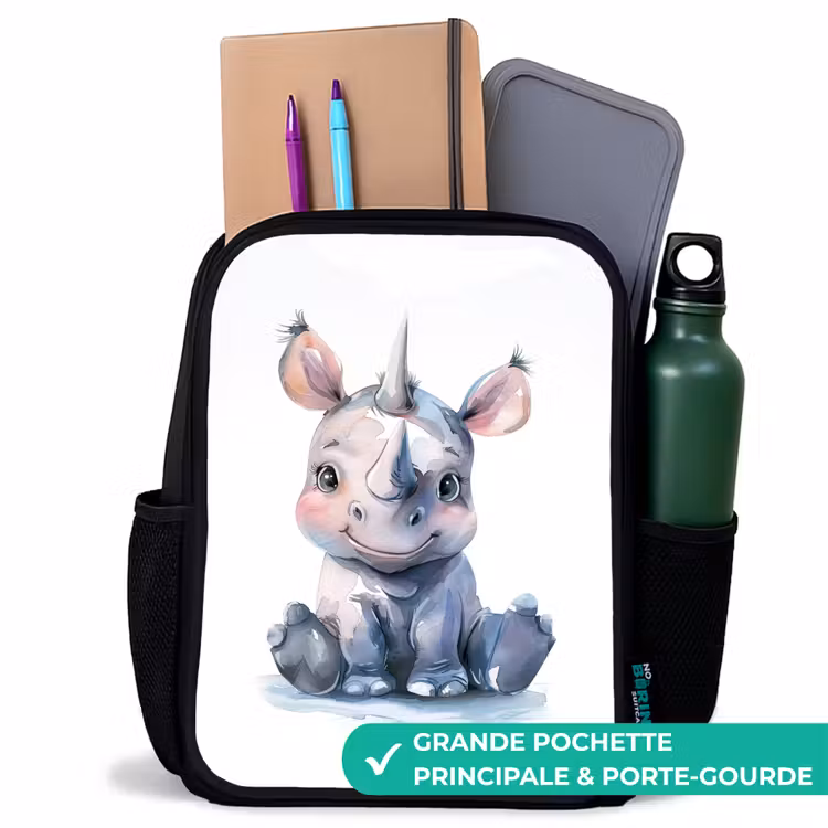 Sac à dos enfant - Noir - Bébé rhinocéros — 10