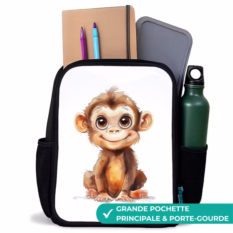 Sac à dos enfant - Noir - Bébé singe — 10