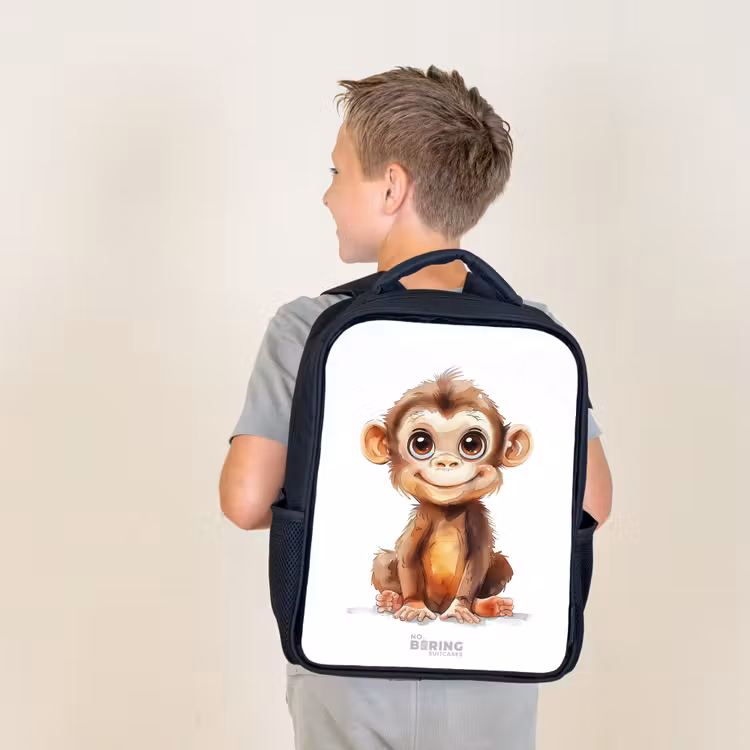Sac à dos enfant - Noir - Bébé singe — 2