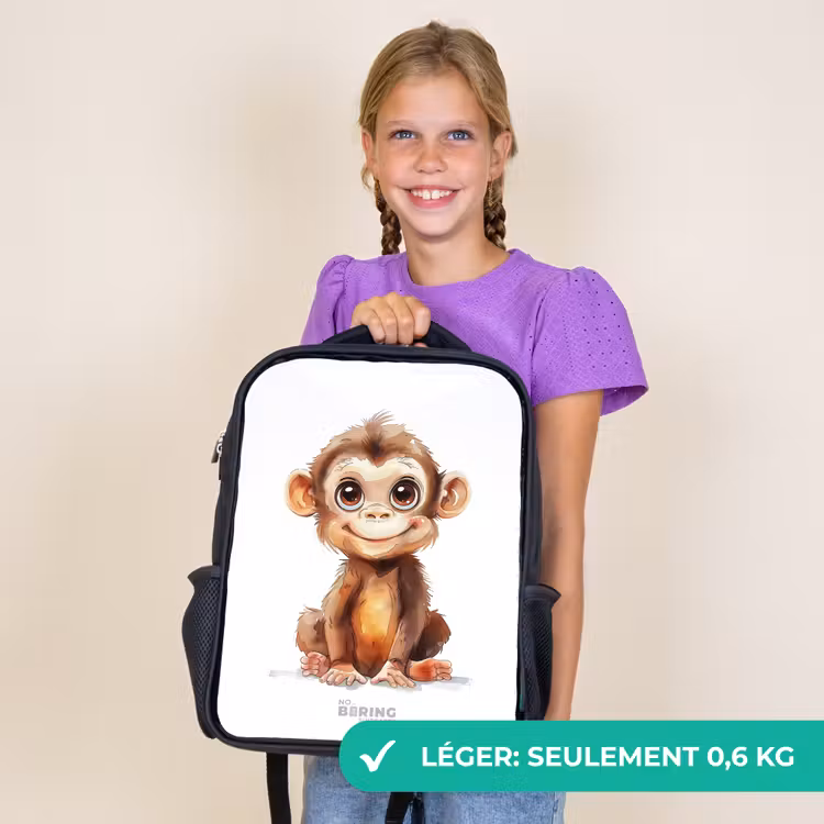 Sac à dos enfant - Noir - Bébé singe — 9