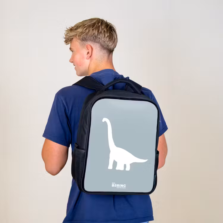 Sac à dos enfant - Noir - Bleu avec dino Brachiosaurus — 5
