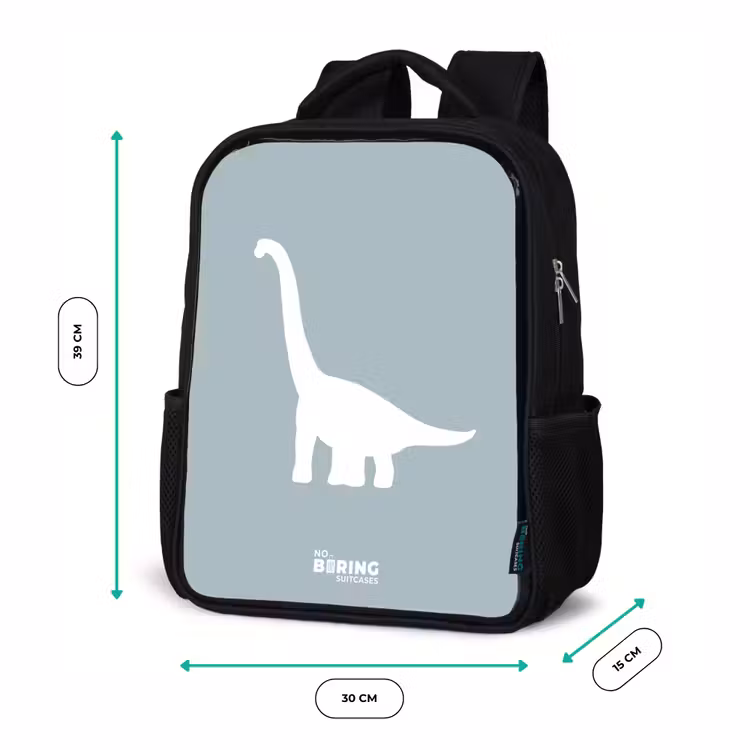 Sac à dos enfant - Noir - Bleu avec dino Brachiosaurus — 8