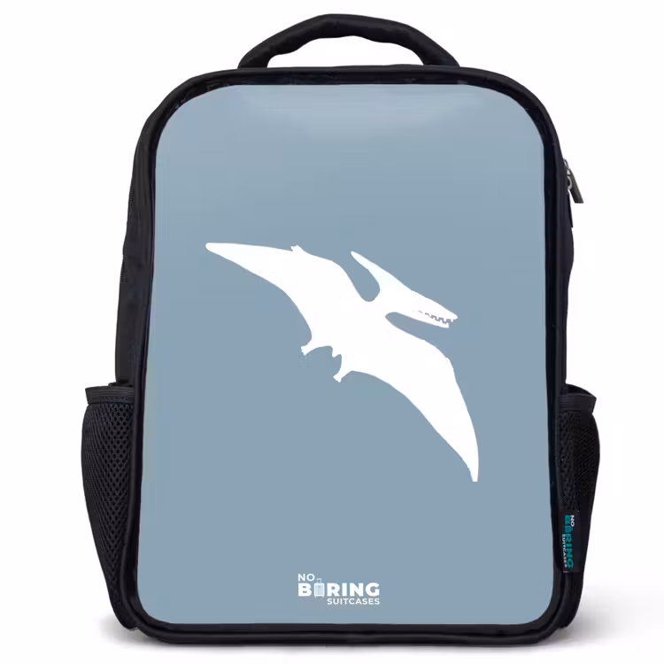 Sac à dos enfant - Noir - Bleu avec dino Pteranodon — 1