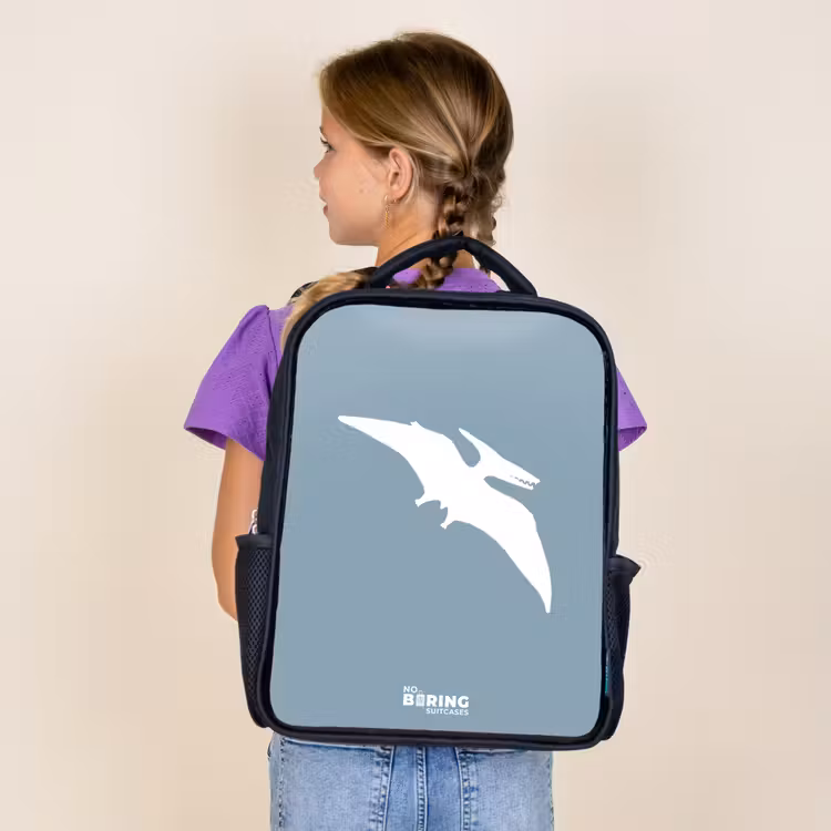 Sac à dos enfant - Noir - Bleu avec dino Pteranodon — 4