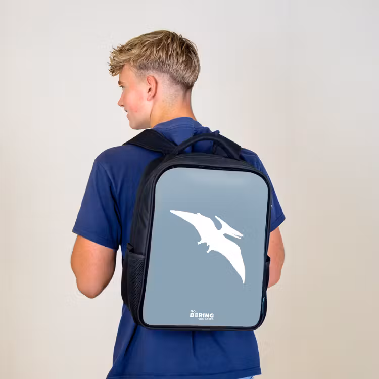 Sac à dos enfant - Noir - Bleu avec dino Pteranodon — 5