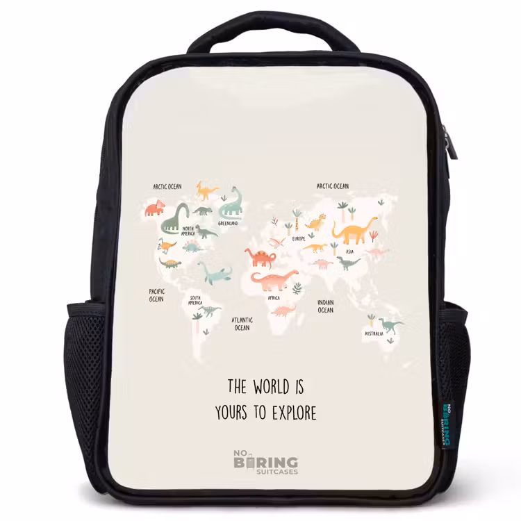 Sac à dos enfant - Noir - Carte du monde des dinosaures — 1