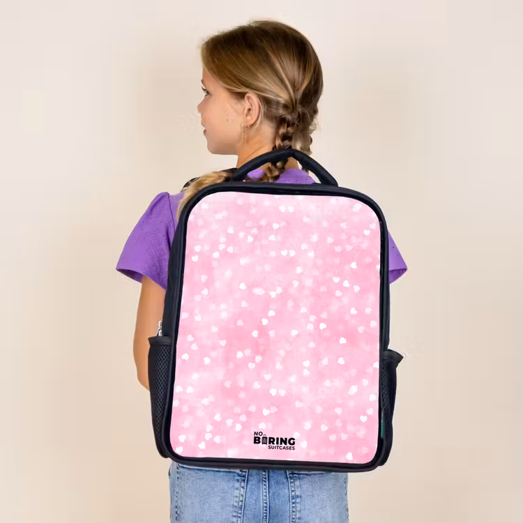 Sac à dos enfant - Noir - Coeurs pailletés roses — 4