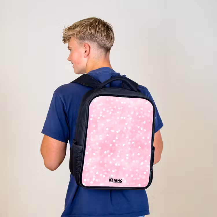Sac à dos enfant - Noir - Coeurs pailletés roses — 5