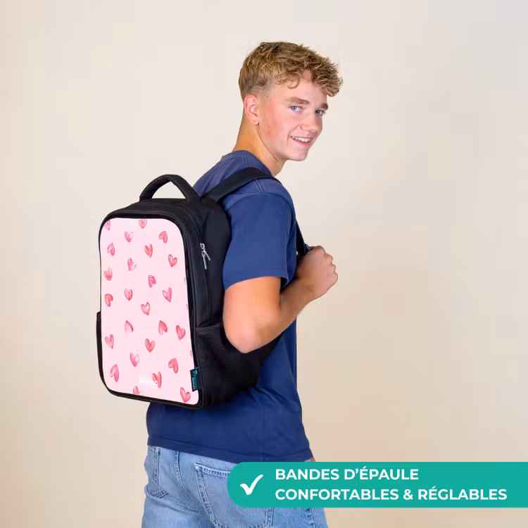 Sac à dos enfant - Noir - Coeurs roses — 11