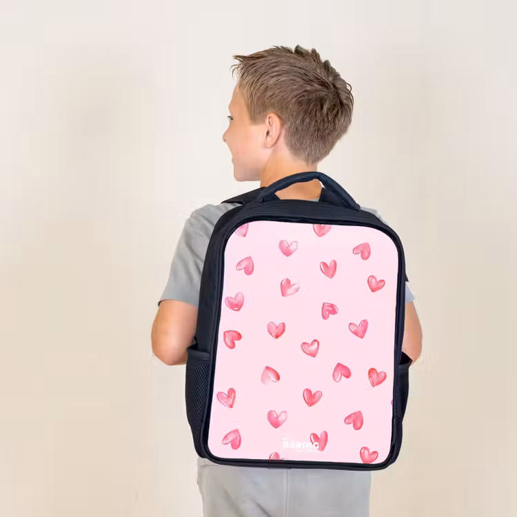 Sac à dos enfant - Noir - Coeurs roses — 2