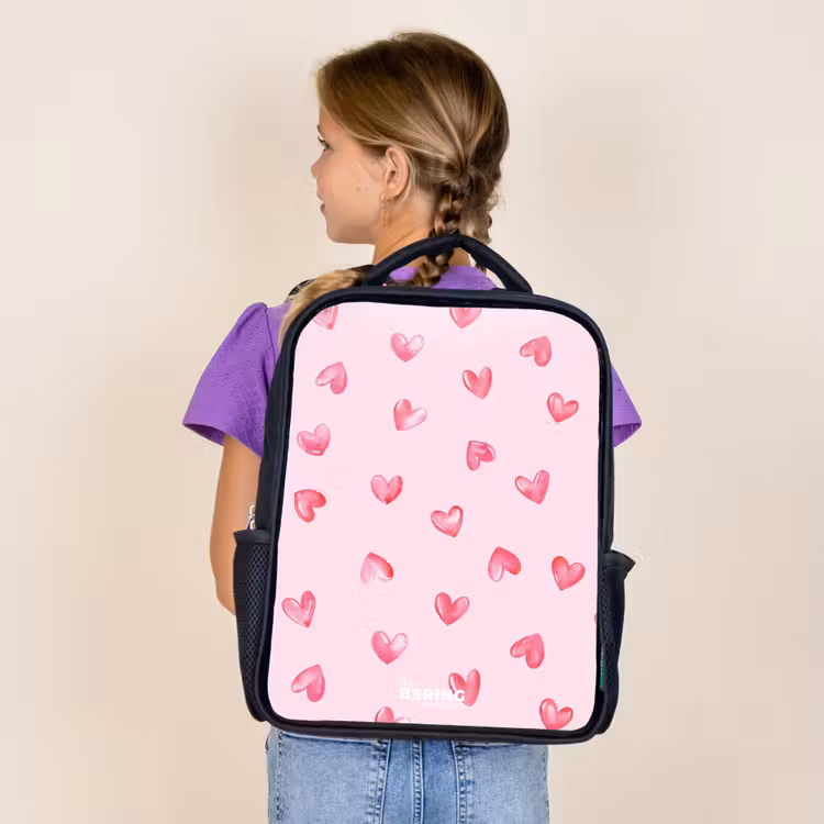 Sac à dos enfant - Noir - Coeurs roses — 4