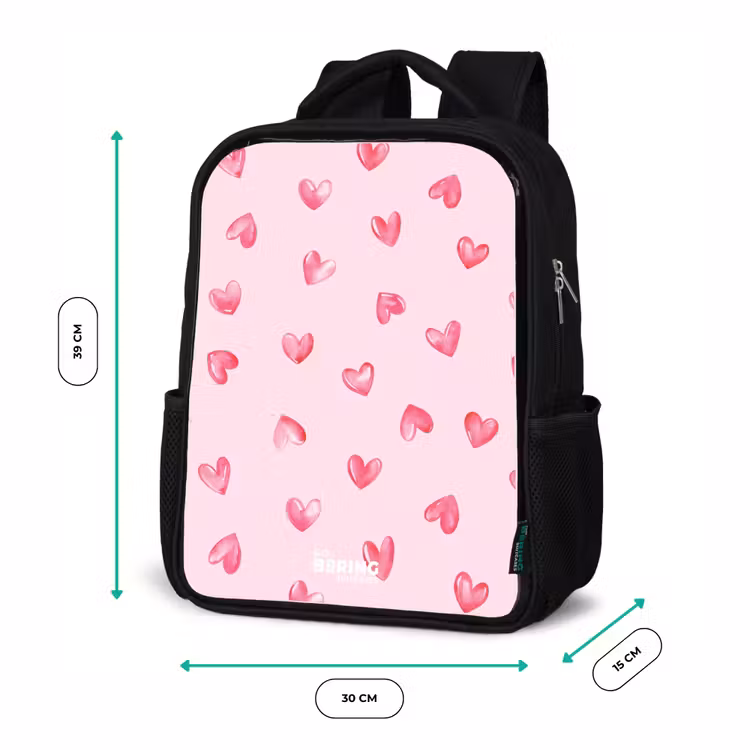 Sac à dos enfant - Noir - Coeurs roses — 8