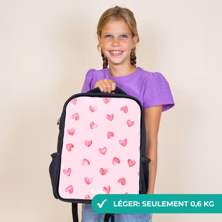 Sac à dos enfant - Noir - Coeurs roses — 9