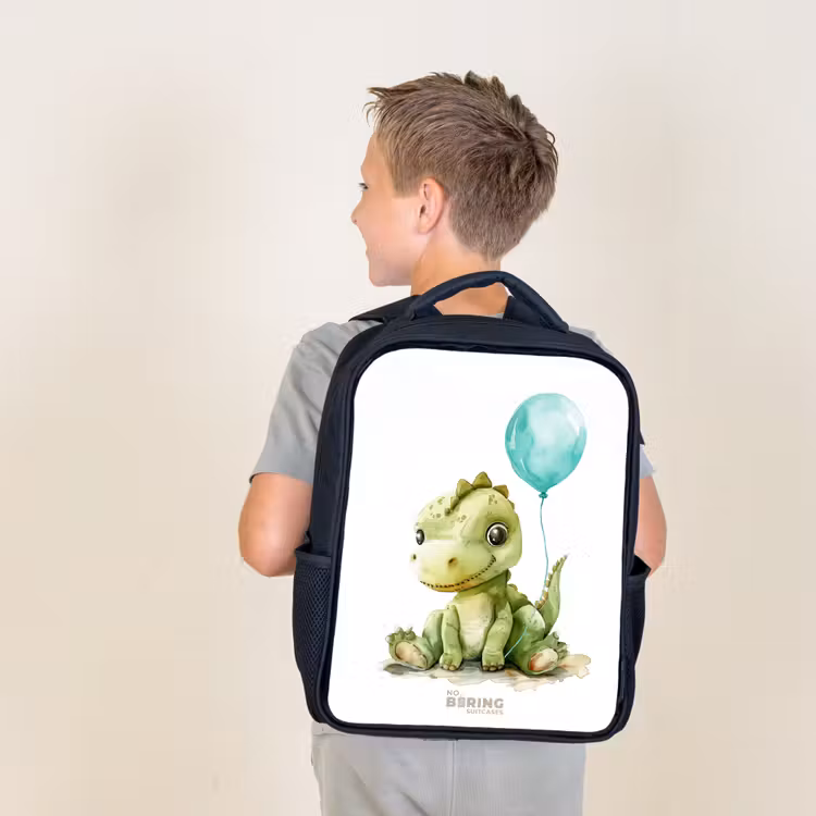 Sac à dos enfant - Noir - Dino avec ballon bleu — 2