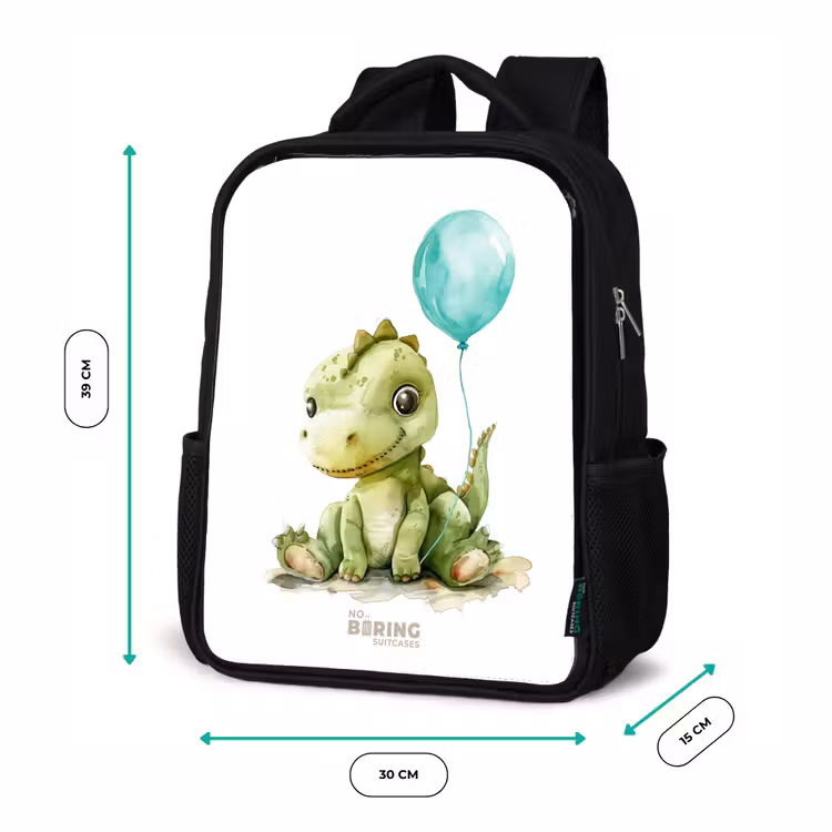 Sac à dos enfant - Noir - Dino avec ballon bleu — 8