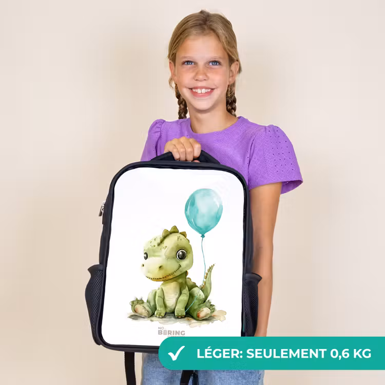 Sac à dos enfant - Noir - Dino avec ballon bleu — 9