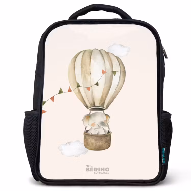 Sac à dos enfant - Noir - Éléphant en montgolfière — 1