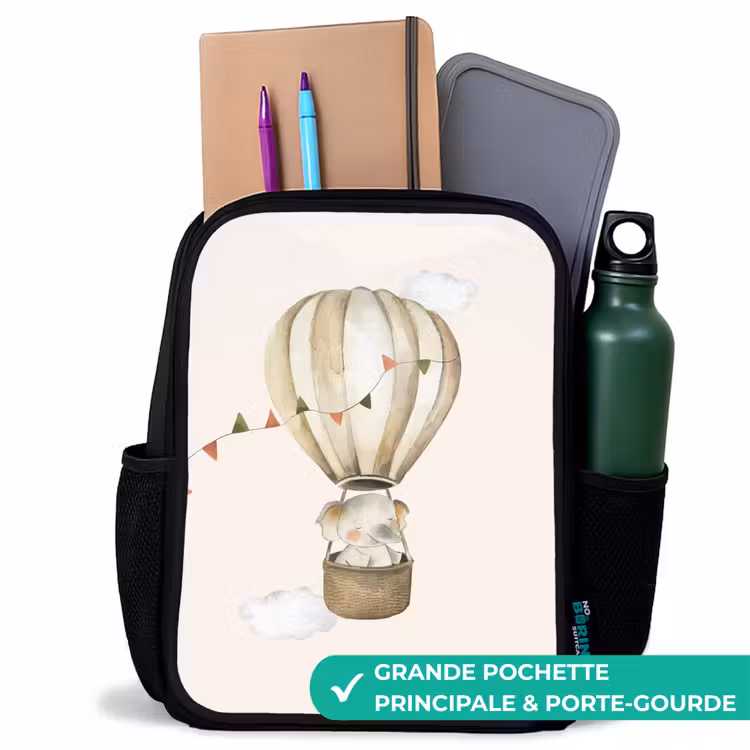 Sac à dos enfant - Noir - Éléphant en montgolfière — 10