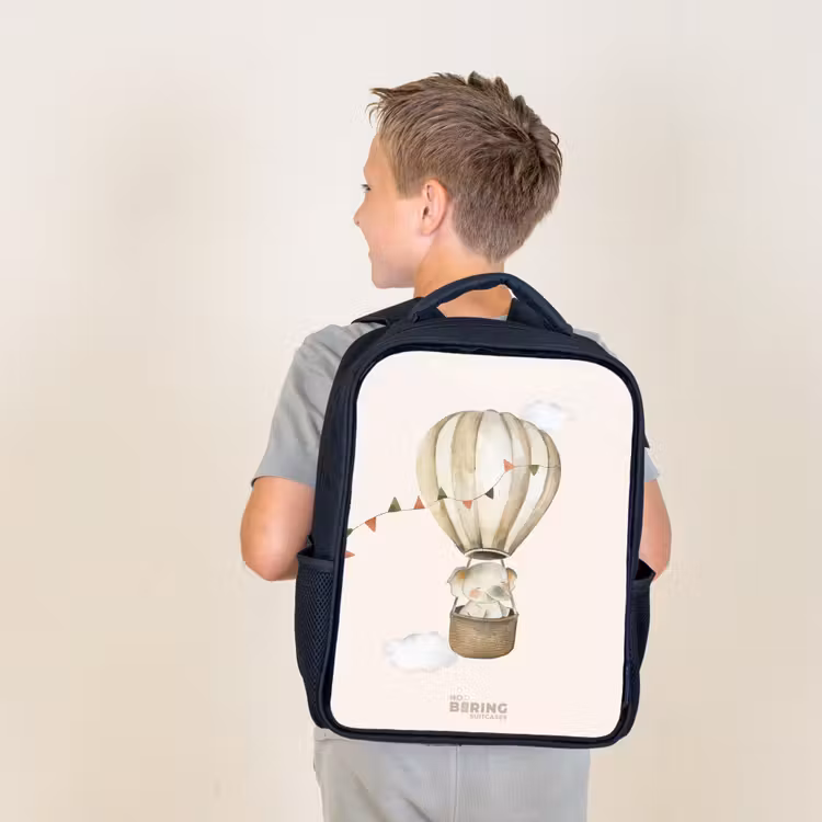 Sac à dos enfant - Noir - Éléphant en montgolfière — 2
