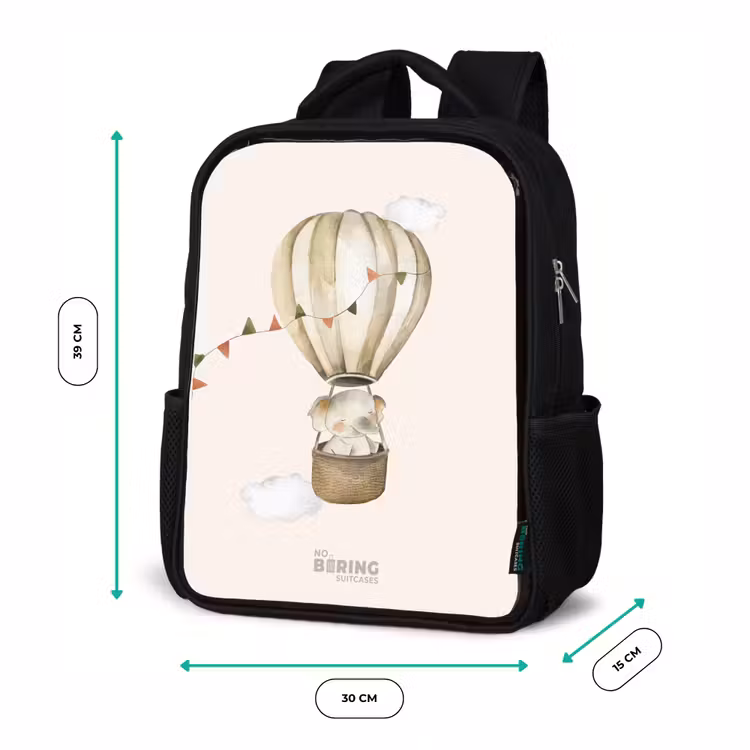 Sac à dos enfant - Noir - Éléphant en montgolfière — 8