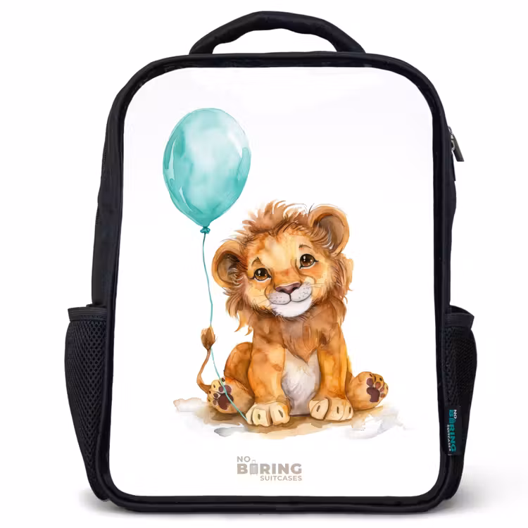 Sac à dos enfant - Noir - Lion avec ballon bleu — 1