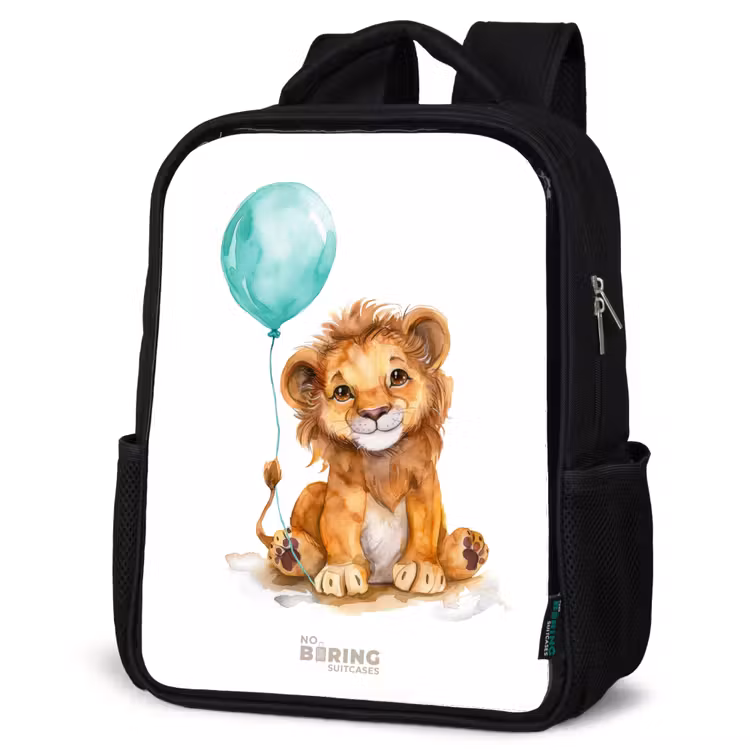 Sac à dos enfant - Noir - Lion avec ballon bleu — 6