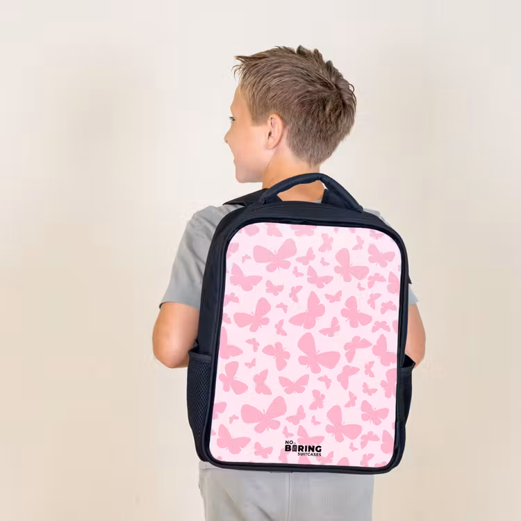 Sac à dos enfant - Noir - Papillons roses — 2
