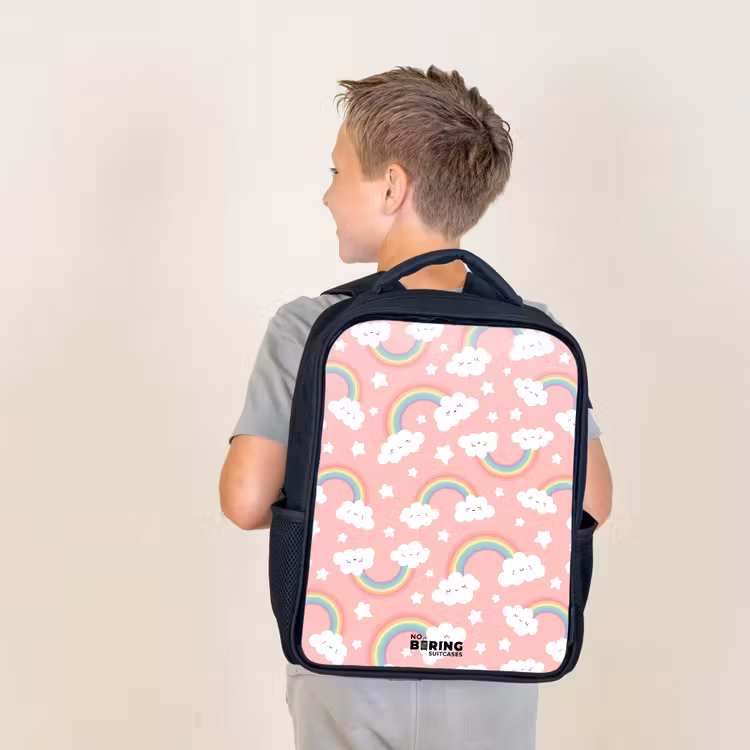 Sac à dos enfant - Noir - Rose avec motif arc-en-ciel — 2