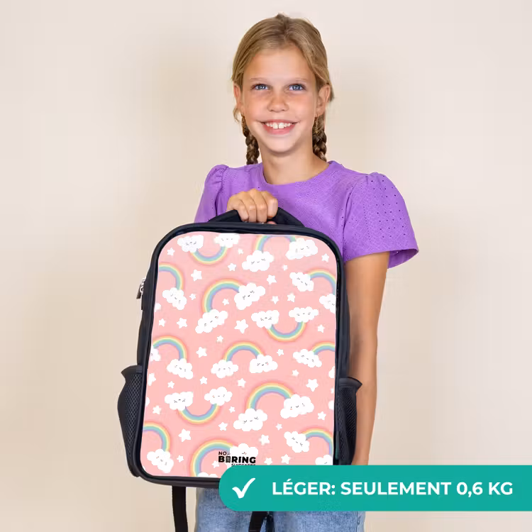 Sac à dos enfant - Noir - Rose avec motif arc-en-ciel — 9