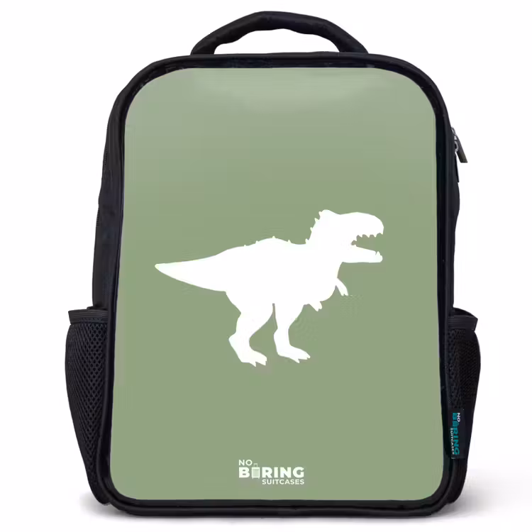 Sac à dos enfant - Noir - Vert avec le dino T-rex — 1