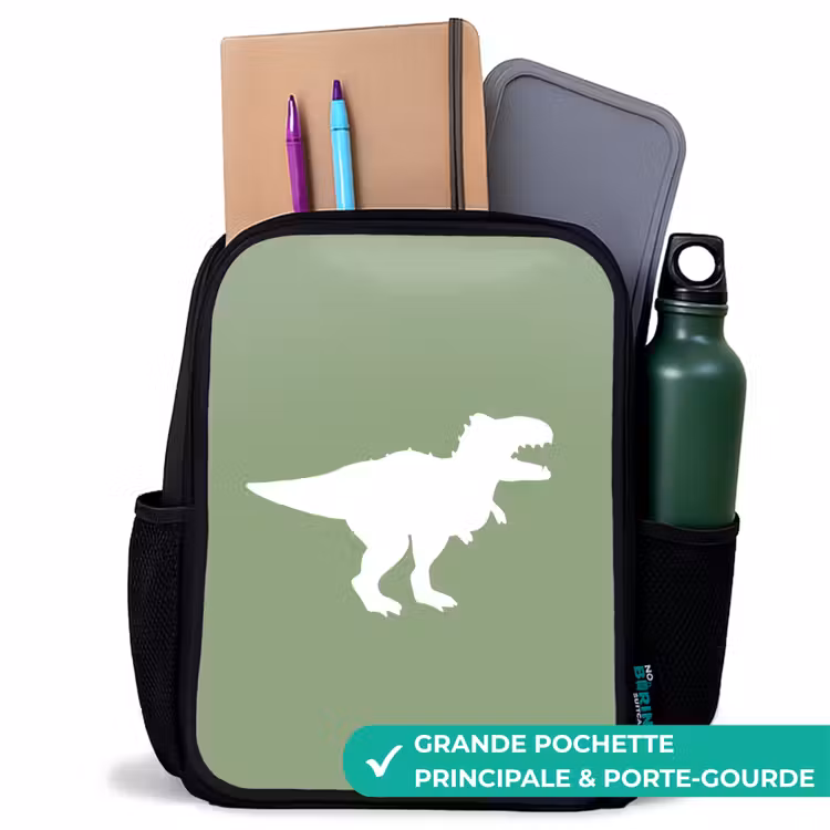 Sac à dos enfant - Noir - Vert avec le dino T-rex — 10